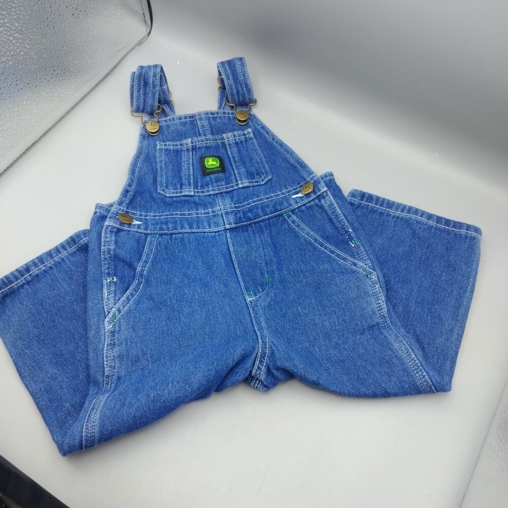 John Deere Denim Overalls Size 2T Blue Jeans 100% Cotton Farm Country